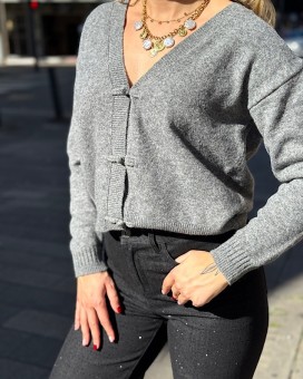 Gilet DASILA gris Ichi - Boutique La Chamade à Brive