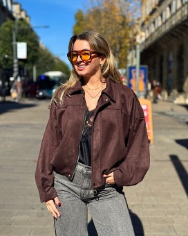 Bombers CARLA Chocolat Suédine - Boutique La Chamade à Brive