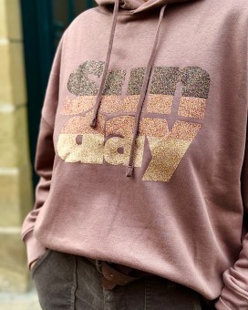 Sweat SUNDAY chocolat - MARCELLO marque française - Boutique La Chamade - Brive