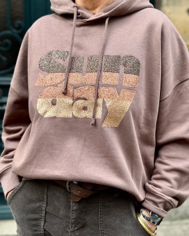 Sweat SUNDAY chocolat - MARCELLO marque française - Boutique La Chamade - Brive