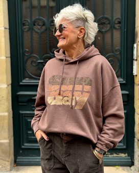 Sweat SUNDAY chocolat - MARCELLO marque française - Boutique La Chamade - Brive