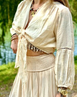 Gilet MARIA beige - LARAETHNICS - Boutique La Chamade - Brive
