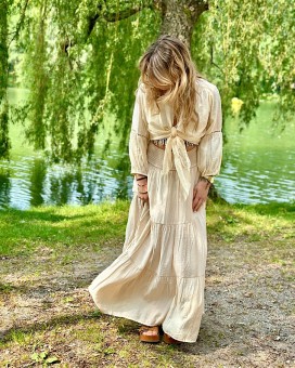 Gilet MARIA beige - LARAETHNICS - Boutique La Chamade - Brive