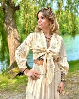 Gilet MARIA beige - LARAETHNICS - Boutique La Chamade - Brive