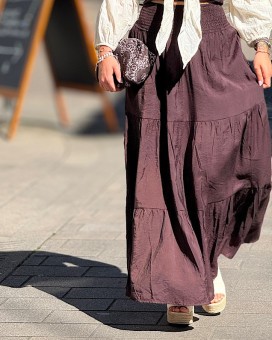 Jupe CAMELIA chocolat Laraethnics - Boutique La Chamade