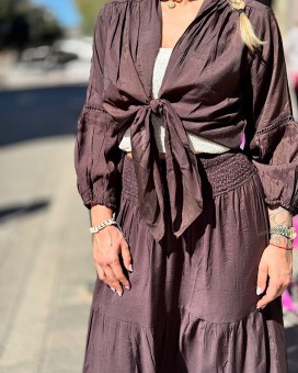 Gilet MARIA chocolat - LARAETHNICS - Boutique La Chamade - Brive