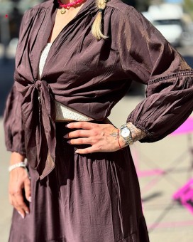 Gilet MARIA chocolat - LARAETHNICS - Boutique La Chamade - Brive