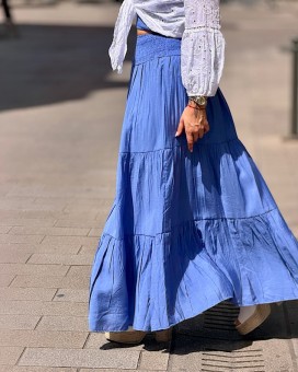 Jupe CAMELIA bleue Laraethnics - Boutique La Chamade