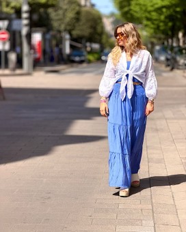 Jupe CAMELIA bleue Laraethnics - Boutique La Chamade