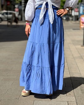 Jupe CAMELIA bleue Laraethnics - Boutique La Chamade