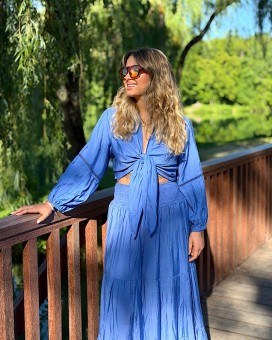 Gilet MARIA bleuet - LARAETHNICS - Boutique La Chamade - Brive