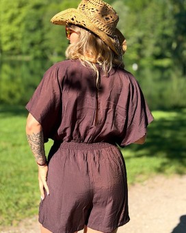 Combi-short SELENA choco- LARAETHNICS- Boutique La Chamade - Brive