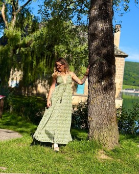 Robe CORALIE vert - LARAETHNICS - Boutique La Chamade - Brive